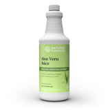 A 12 fl oz white bottle of Nature's Sunshine Aloe Vera Juice dietary supplement, featuring a light green label with white and dark green text, set against a plain white background with a soft shadow.