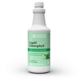 A white plastic bottle of Nature's Sunshine Liquid Chlorophyll dietary supplement with a light green label, shown on a clean white background.