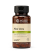 A bottle of Nature's Sunshine Aloe Vera dietary supplement with a black cap and a beige label, shown on a clean white background.