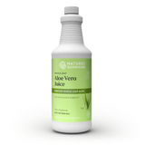 A 12 fl oz bottle of Nature's Sunshine Whole Leaf Aloe Vera Juice dietary supplement, featuring a white bottle with a light green label and a ribbed white cap, set against a plain white background.