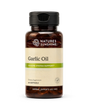 A bottle of Nature's Sunshine Garlic Oil dietary supplement containing 60 softgels, shown on a clean white background.