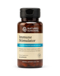 A bottle of Nature's Sunshine Immune Stimulator dietary supplement, featuring an amber brown bottle, beige label, and black cap, set against a plain white background.