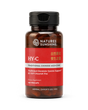 A bottle of Natures Sunshine HY-C Traditional Chinese Medicine dietary supplement, featuring a dark amber bottle, black cap, and a red label with white and gold text.