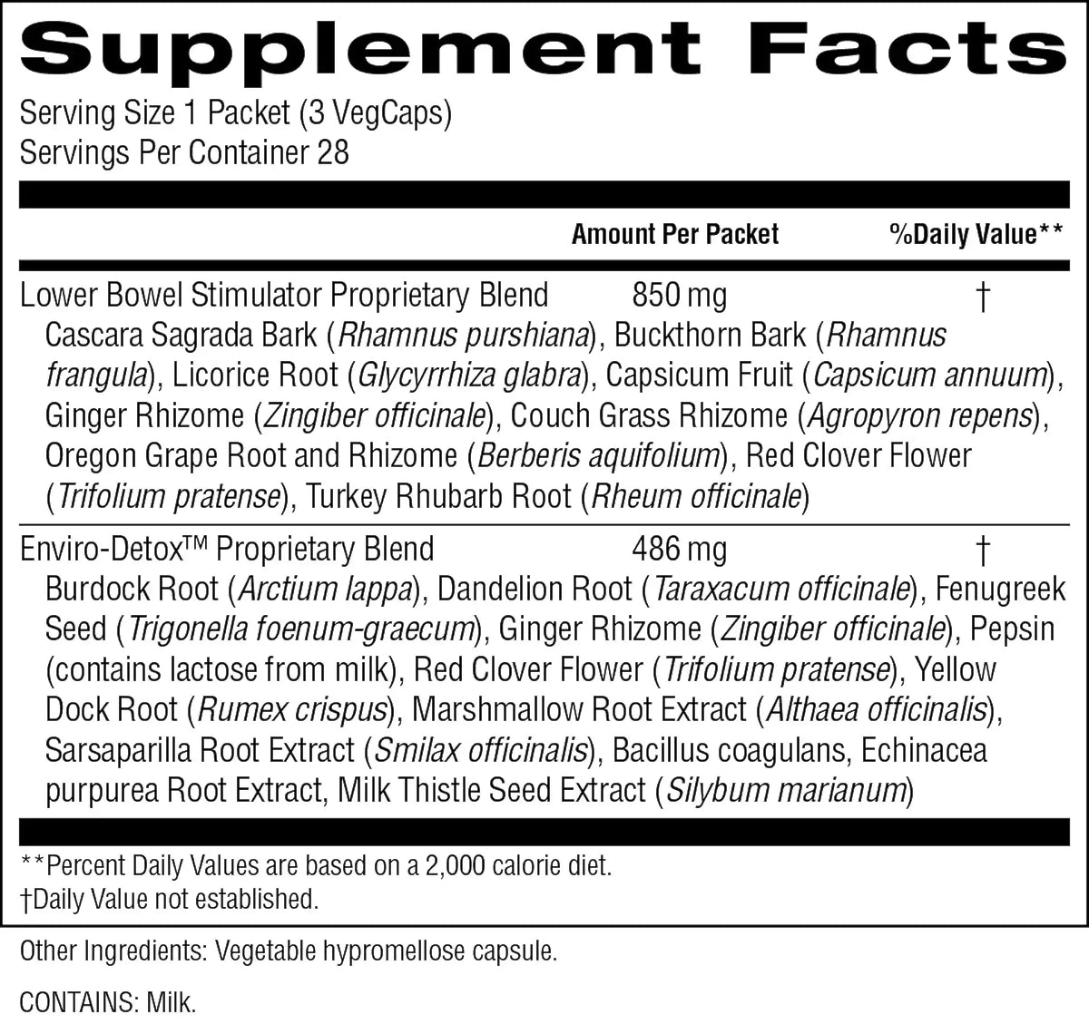 A black and white Supplement Facts label showing the ingredients and daily value information for a dietary supplement container.