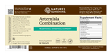 Front of a Nature's Sunshine Artemisia Combination dietary supplement box, showing the label design with product name, usage, supplement facts, and icons on a beige and brown background.