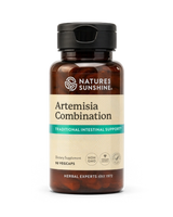 A bottle of Nature's Sunshine Artemisia Combination dietary supplement, containing 90 vegcaps, on a clean white background.