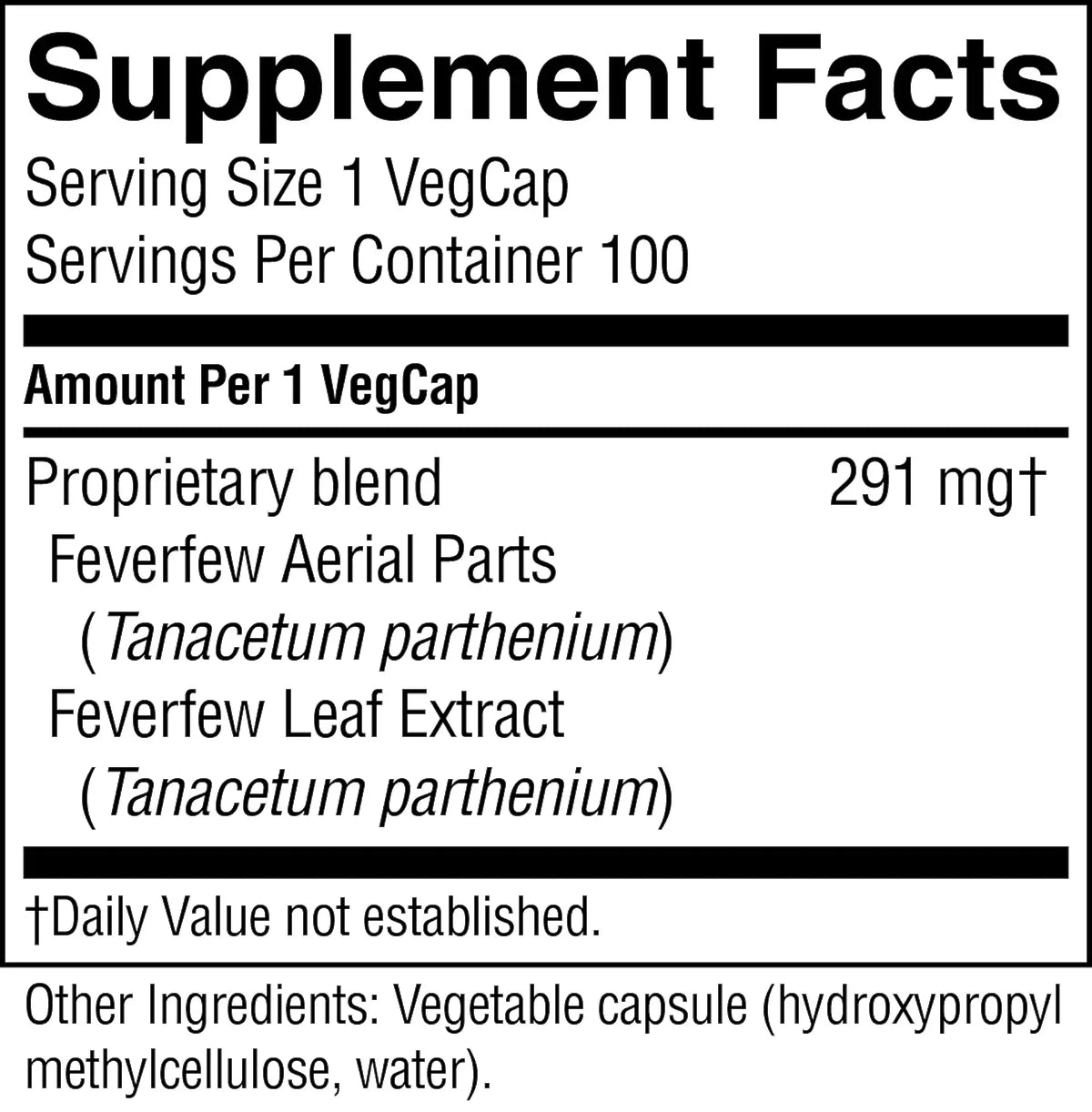 Nature's Sunshine Feverfew Conc. (100 caps)