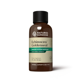Nature's Sunshine Echinacea/Goldenseal supplement bottle on a white background