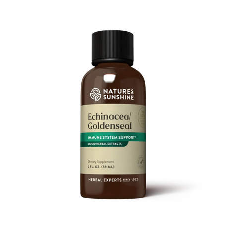 Nature's Sunshine Echinacea/Goldenseal supplement bottle on a white background