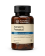 Nature's Sunshine Nature's Prenatal dietary supplement bottle with 120 tablets, featuring an amber brown bottle, black cap, and beige label with blue accents.