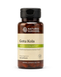 A bottle of Nature's Sunshine Gotu Kola dietary supplement with a black cap and a beige label, shown on a plain white background.