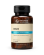 A bottle of Natures Sunshine MSM Structural System Support dietary supplement, containing 90 tablets, on a clean white background.