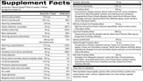 Supplement facts label with detailed nutritional information on a white background