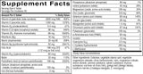 Supplement facts label with detailed nutritional information on a white background