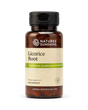 A bottle of Nature's Sunshine Licorice Root dietary supplement, 100 capsules, on a clean white background.