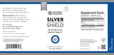 Natures Sunshine Silver Shield Broad Spectrum Immune Support liquid dietary supplement packaging, featuring a white and blue label with supplement facts and product details.
