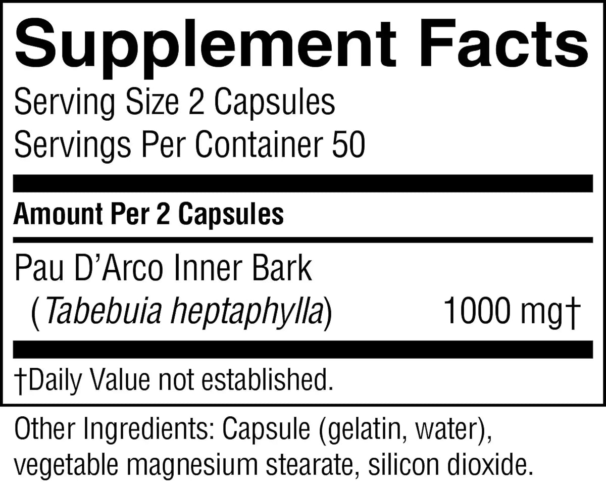 Pau D'Arco Inner Bark Supplement Facts