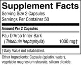 Pau D'Arco Inner Bark Supplement Facts