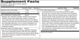 A black and white supplement facts table showing daily value information for a urinary support system packet, including ingredients like magnesium, potassium, and herbal extracts from Eucalyptus, Parsley, and Ginkgo.