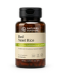 A bottle of Natures Sunshine Red Yeast Rice dietary supplement, containing 120 vegcaps, shown on a clean white background.