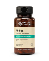 A bottle of Nature's Sunshine APS-II with White Willow Bark dietary supplement, containing 100 capsules, on a clean white background.
