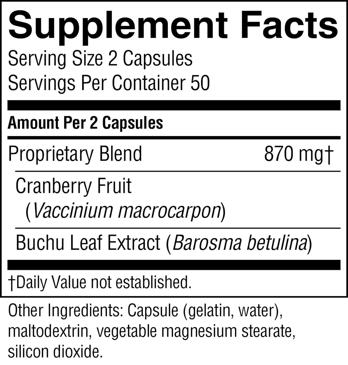 Nature's Sunshine Cranberry & Buchu Concentrate (100 caps)