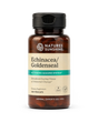 A bottle of Nature's Sunshine Echinacea/Goldenseal dietary supplement, containing 100 vegcaps, on a clean white background.