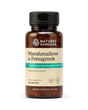 A bottle of Nature's Sunshine Marshmallow & Fenugreek dietary supplement, containing 100 vegcaps, shown on a clean white background.