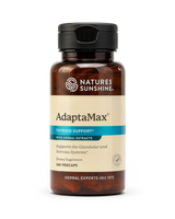 A bottle of Nature's Sunshine AdaptaMax Thyroid Support dietary supplement, containing 100 vegcaps, shown on a clean white background.