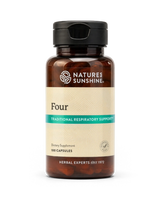 A bottle of Nature's Sunshine 'Four' dietary supplement containing 100 capsules, on a clean white background.