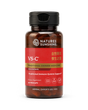 A bottle of Natures Sunshine VS-C Traditional Chinese Medicine dietary supplement, featuring a dark amber brown bottle, a black flip-top cap, and a red label with gold and white text.