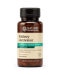 A bottle of Nature's Sunshine Kidney Activator dietary supplement, featuring an amber brown bottle, beige label, and black cap, set against a plain white background.