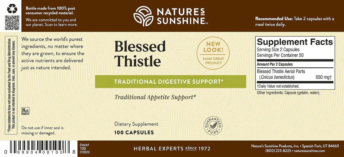 Nature's Sunshine Blessed Thistle (100 caps) - Nature's Best Health Store