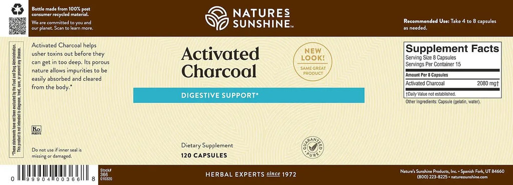 Nature's Sunshine Charcoal (Activated) (100 caps) - Nature's Best Health Store