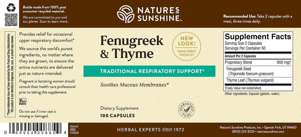 Nature's Sunshine Fenugreek & Thyme (100 caps) - Nature's Best Health Store
