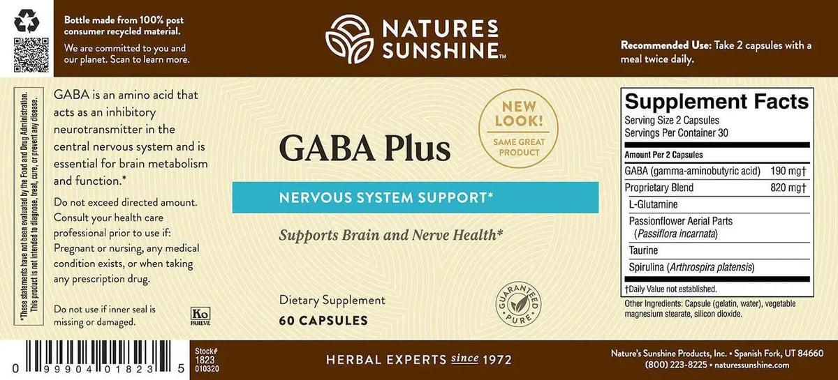 Nature's Sunshine GABA Plus (60 caps) - Nature's Best Health Store