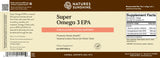 Nature's Sunshine Super Omega 3 EPA dietary supplement bottle label, featuring a brown and cream design with product details, supplement facts, and a barcode.