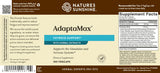 Front and back labels of Nature's Sunshine AdaptaMax Thyroid Support dietary supplement, showing product name, ingredients, usage, and supplement facts on a beige label with brown and teal accents.