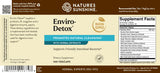 Front and back label of Nature's Sunshine Enviro-Detox dietary supplement, showing product name, benefits, ingredients, and supplement facts on a brown and beige background.