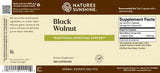 Front and back of a Nature's Sunshine Black Walnut dietary supplement box, showing the product name, supplement facts, and barcode on a brown and beige label.