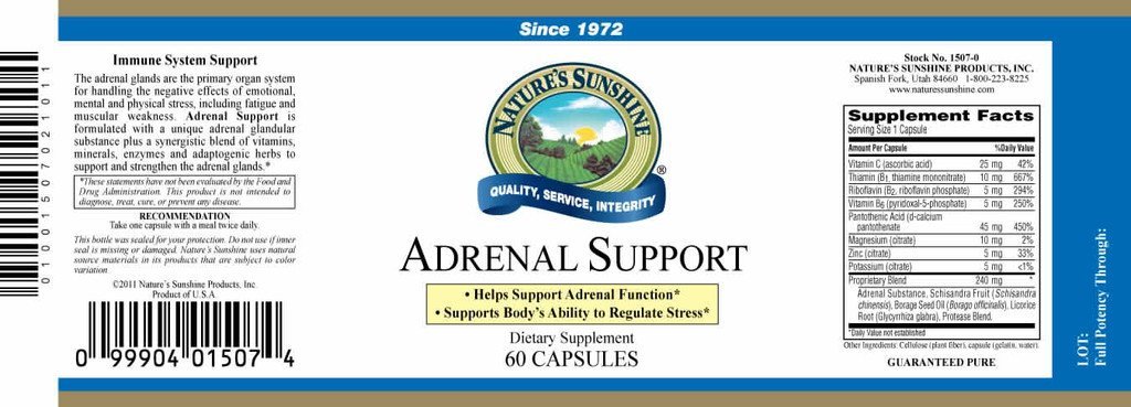 Nature's Sunshine Adrenal Support (60 caps) - Nature's Best Health Store
