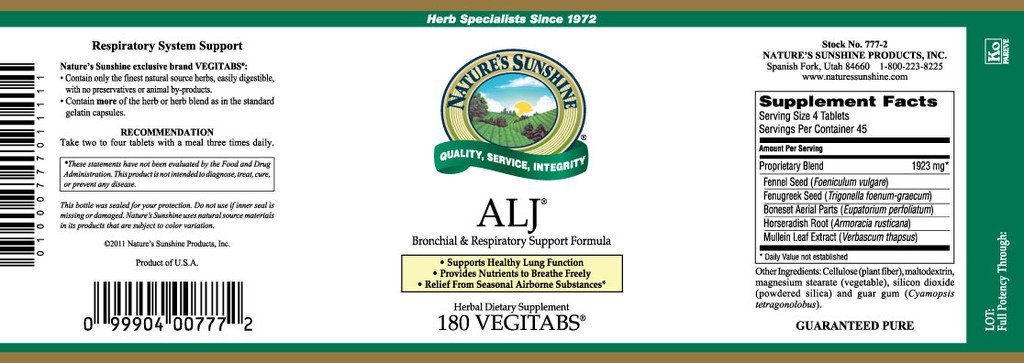 Nature's Sunshine ALJ® (180 Vegitabs) NEW SIZE! - Nature's Best Health Store