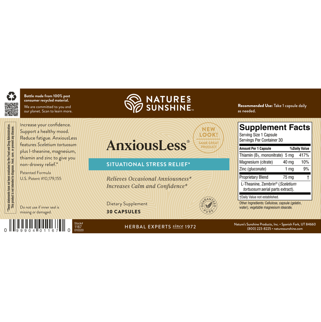 Nature's Sunshine AnxiousLess (30 caps) - Nature's Best Health Store