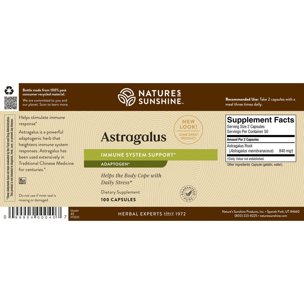Nature's Sunshine Astragalus (100 caps) - Nature's Best Health Store