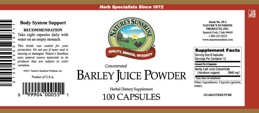 Nature's Sunshine Barley Juice Powder Conc. (100 caps) - Nature's Best Health Store