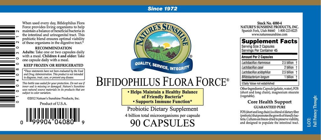 Nature's Sunshine Bifidophilus Flora Force (90 caps) - Nature's Best Health Store
