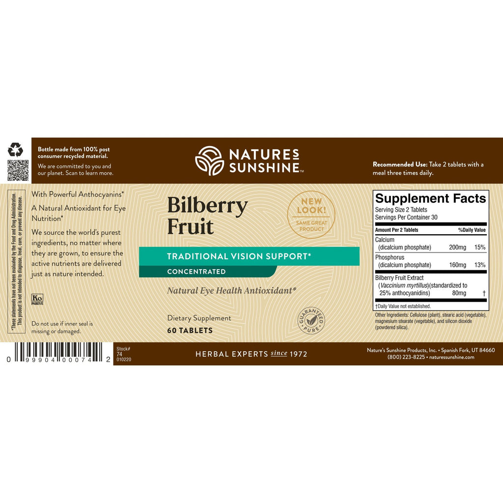 Nature's Sunshine Bilberry Fruit Conc. (60 tabs) - Nature's Best Health Store