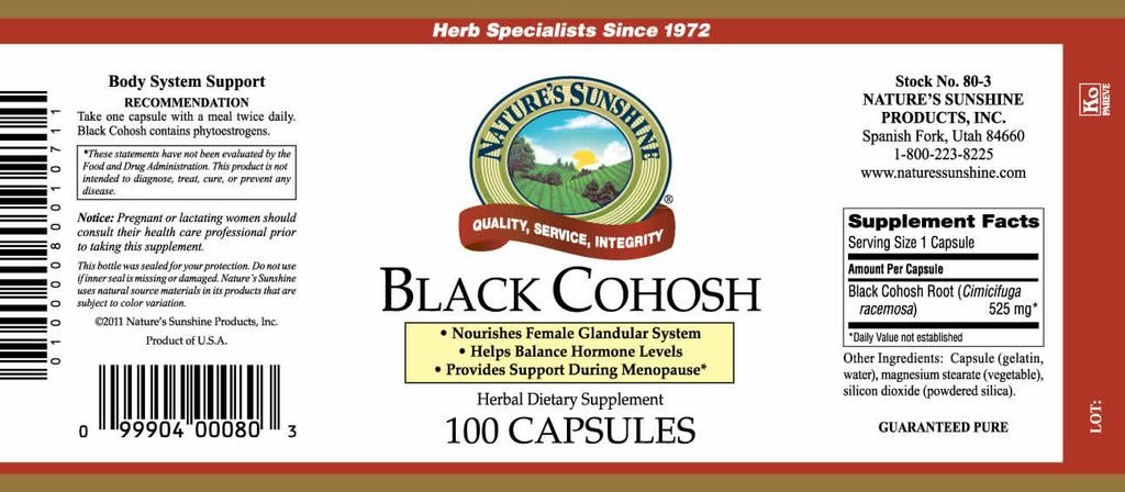 Nature's Sunshine Black Cohosh (100 caps) - Nature's Best Health Store