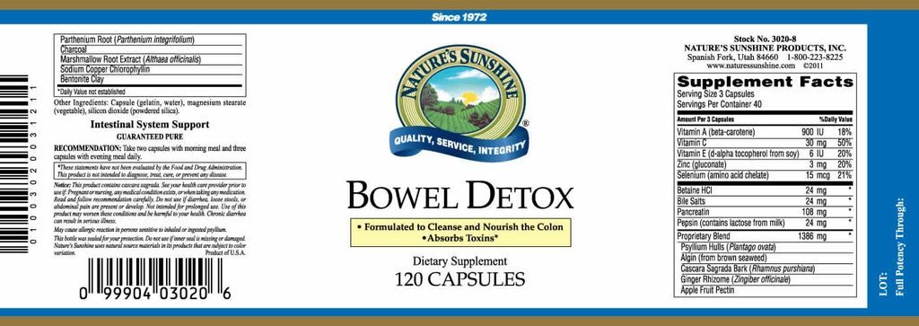 Nature's Sunshine Bowel Detox (120 caps) - Nature's Best Health Store