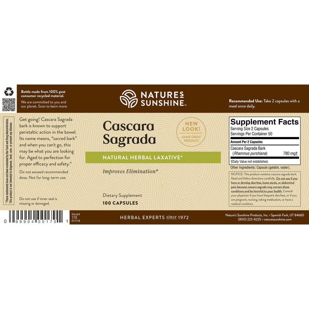 Nature's Sunshine Cascara Sagrada (100 caps) - Nature's Best Health Store